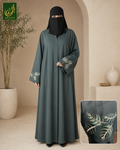 Front Open Embroidered Cuff Abaya – Premium Nida Fabric