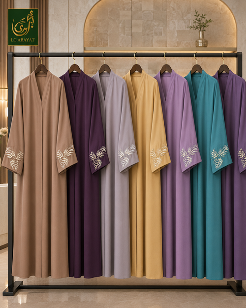 Front Open Embroidered Cuff Abaya – Premium Nida Fabric
