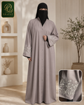 Front Open Abaya with Floral Embroidered Cuffs – Premium Nida Fabric