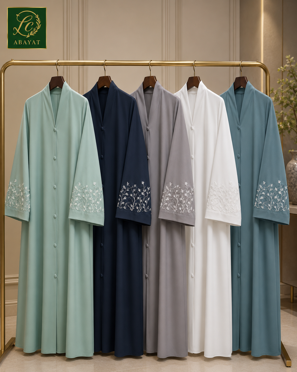 Front Open Abaya with Floral Embroidered Cuffs – Premium Nida Fabric