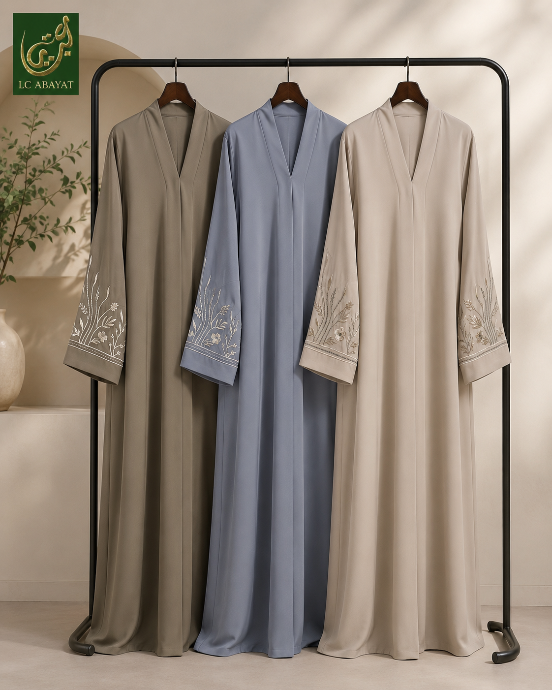 Front Open Abaya with Wildflower Embroidered Cuffs | Premium Nida Fabric