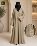 Front Open Abaya with Wildflower Embroidered Cuffs | Premium Nida Fabric