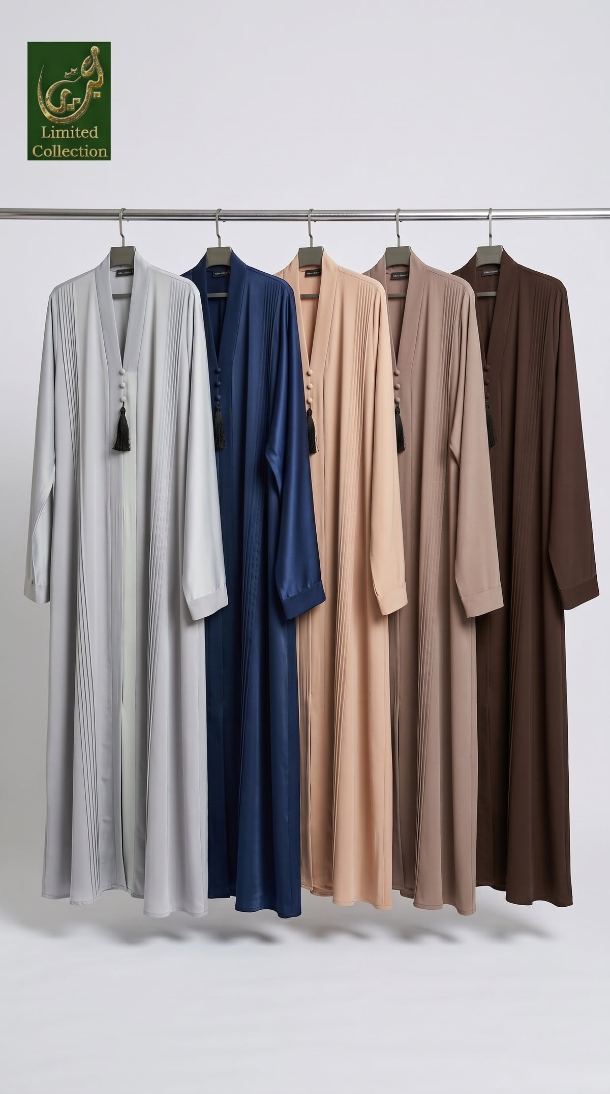 Front-Closed Pleated Maxi Abaya | Premium Romantic Nida Abaya With Tassel