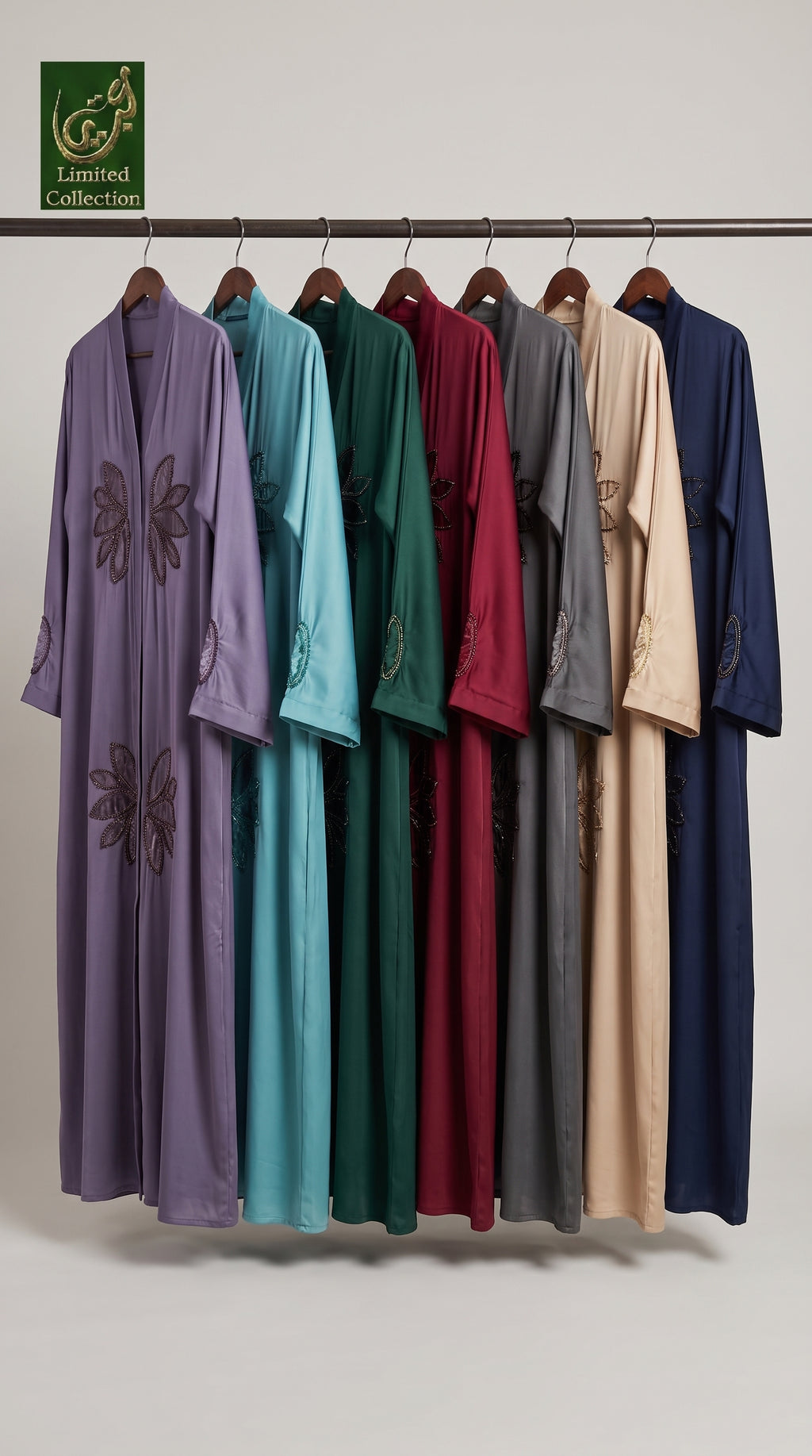Front-Open Lotus Tissue Handcrafted Cutdana Abaya | Premium Romantic Nida Abaya with Cutdana Handwork