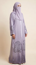Front-Open Tissue Cutdana Handwork Abaya | Premium Romantic Nida Handcrafted Cutdana Abaya