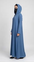 Front-Open Self Printed Hooded Abaya with Pockets | Premium Jacquard Hoodie Abaya