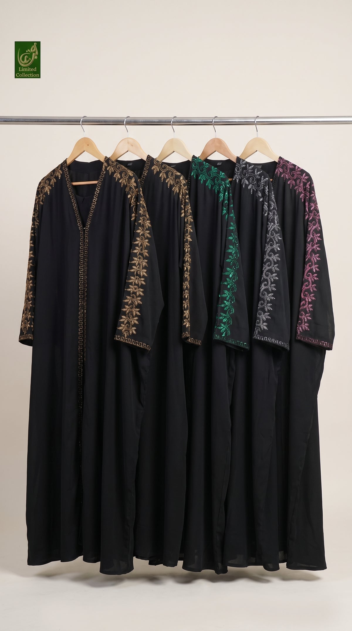 2pc Front-Open Butterfly Kimono Stonework Abaya | Premium Black Nida Abaya With Stone Embroidery