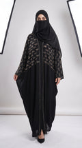 Front-Open Stonework Butterfly Abaya | Premium Romantic Nida Butterfly Stone-Studded Abaya