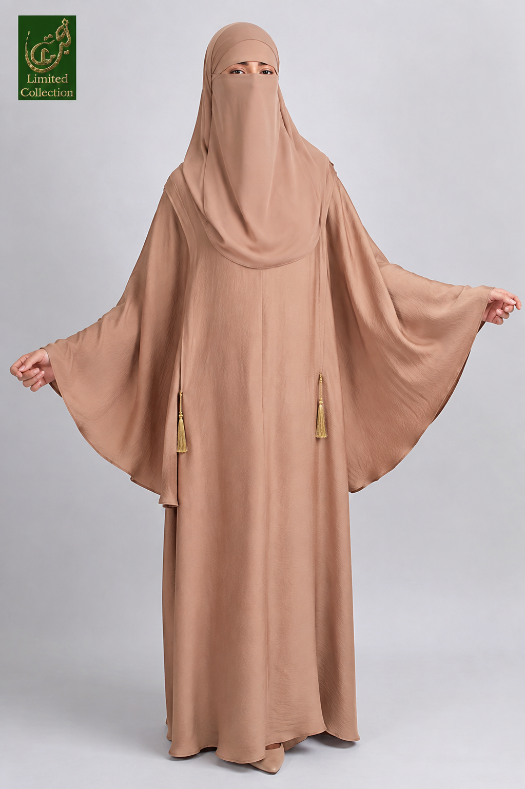 Butterfly Fins Style Maxi Abaya with Tassels | Premium Hareer Maqsood