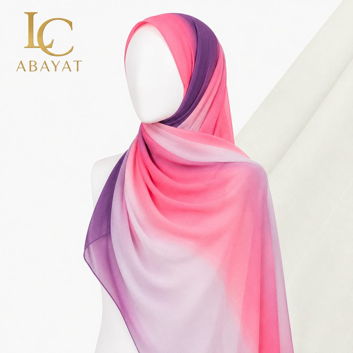 Sunset Bloom Ombré Hijab | Premium Chiffon Scarf