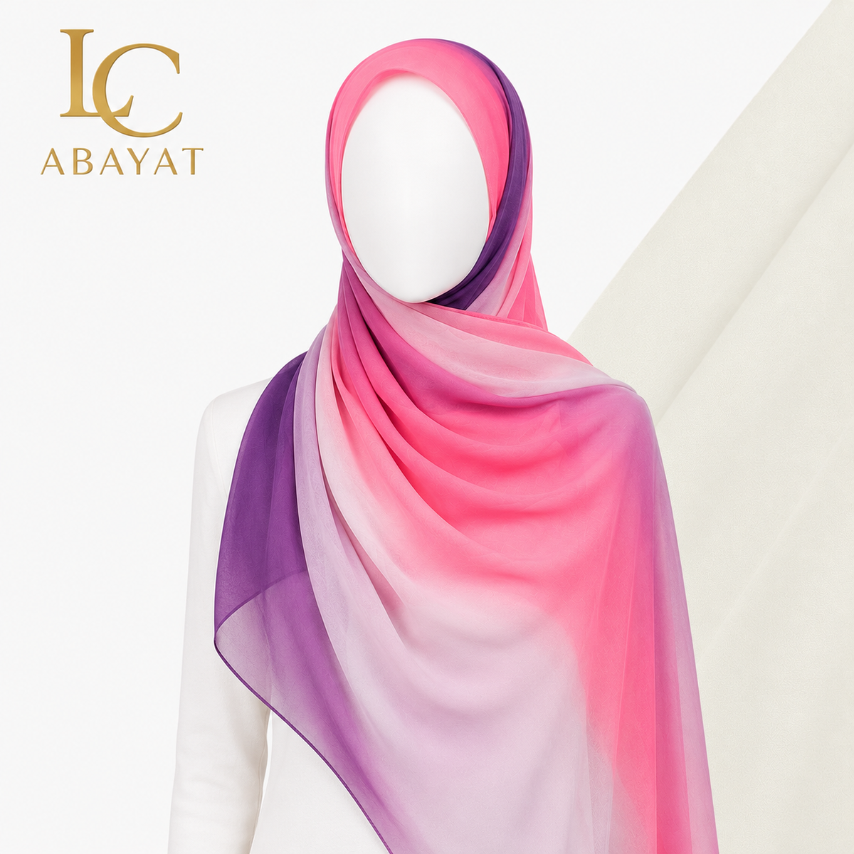 Sunset Bloom Ombré Hijab | Premium Chiffon Scarf