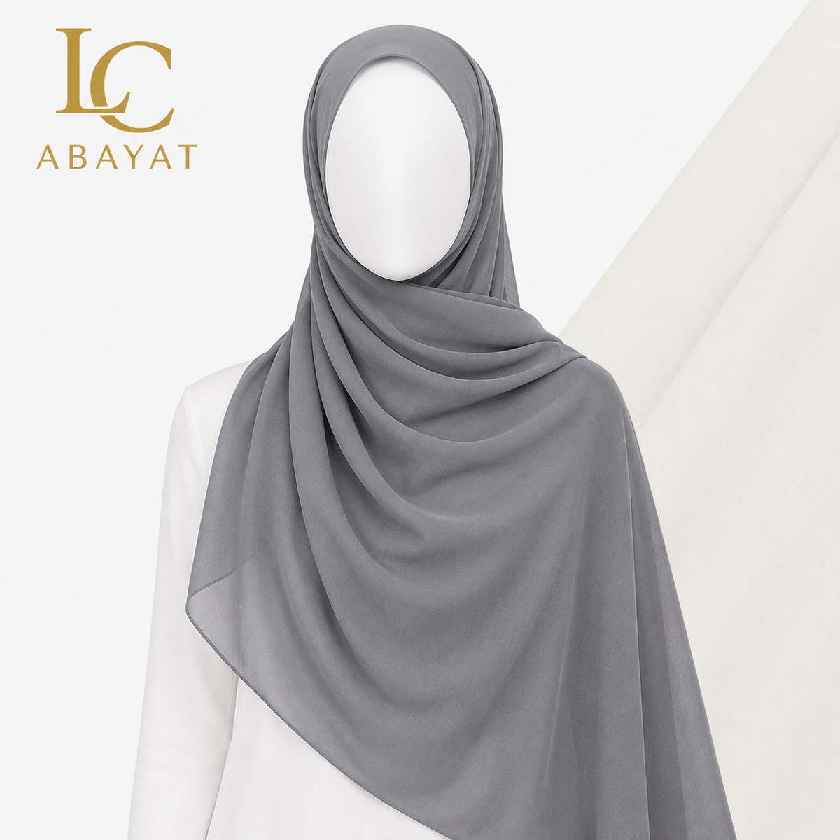 Smoke Grey Chiffon Hijab | Premium Everyday Scarf