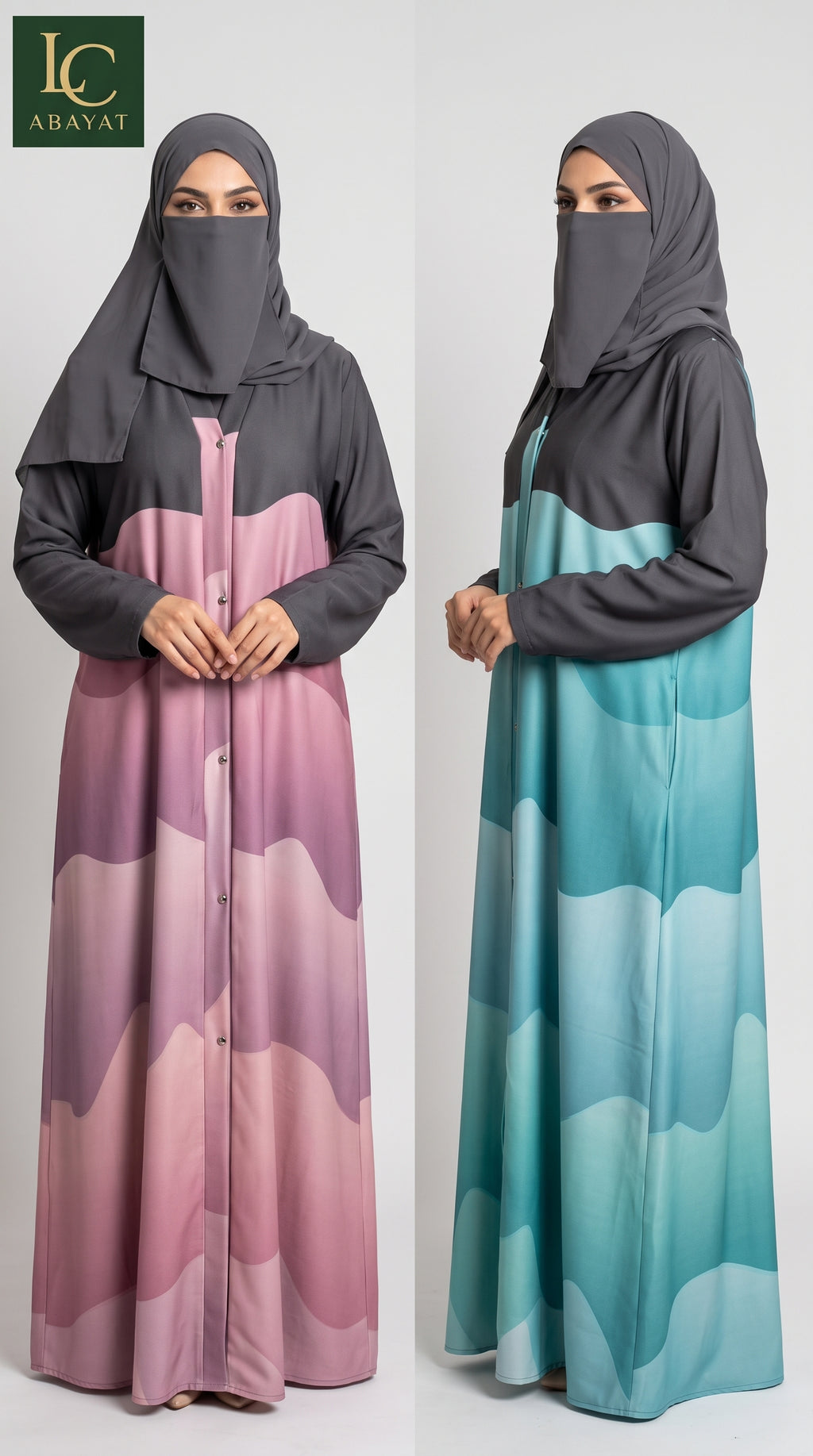 Front-Open Desert Dune Self-Print Abaya with Pockets | Premium Romantic Nida