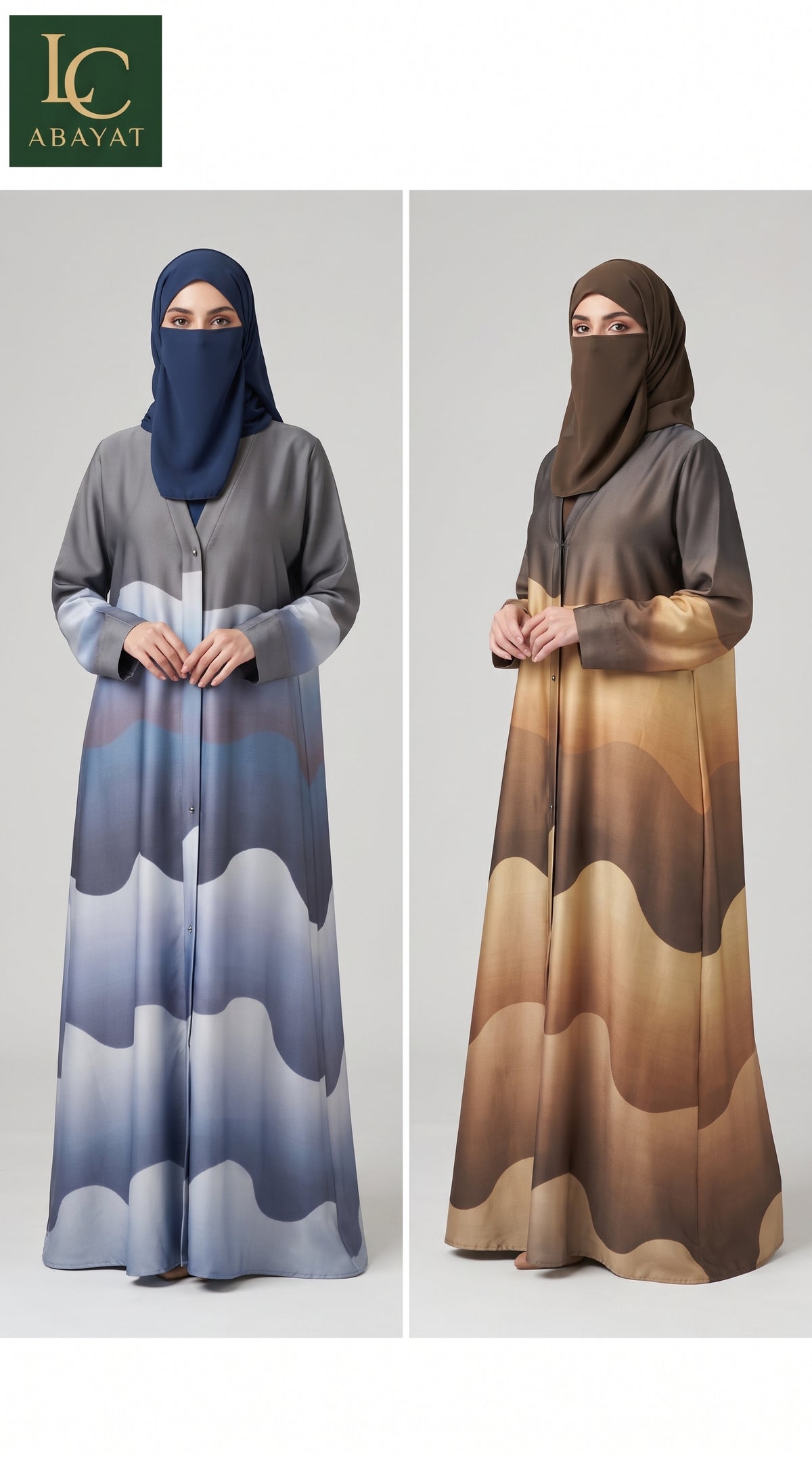 Front-Open Desert Dune Self-Print Abaya with Pockets | Premium Romantic Nida