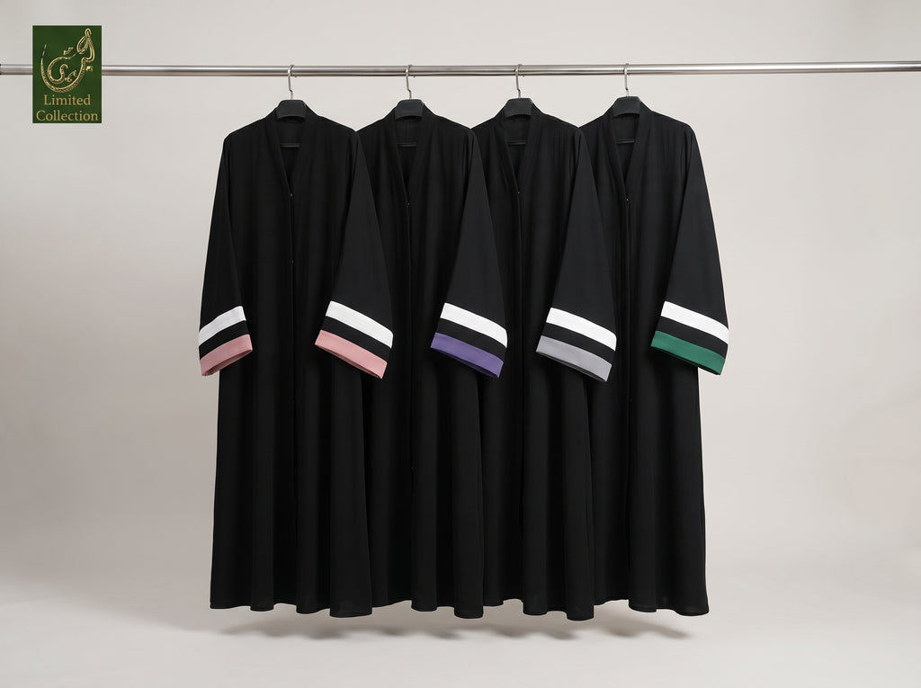 Front-Open Abaya with Contrast Cuff Detail | Premium Korean Nida Abaya