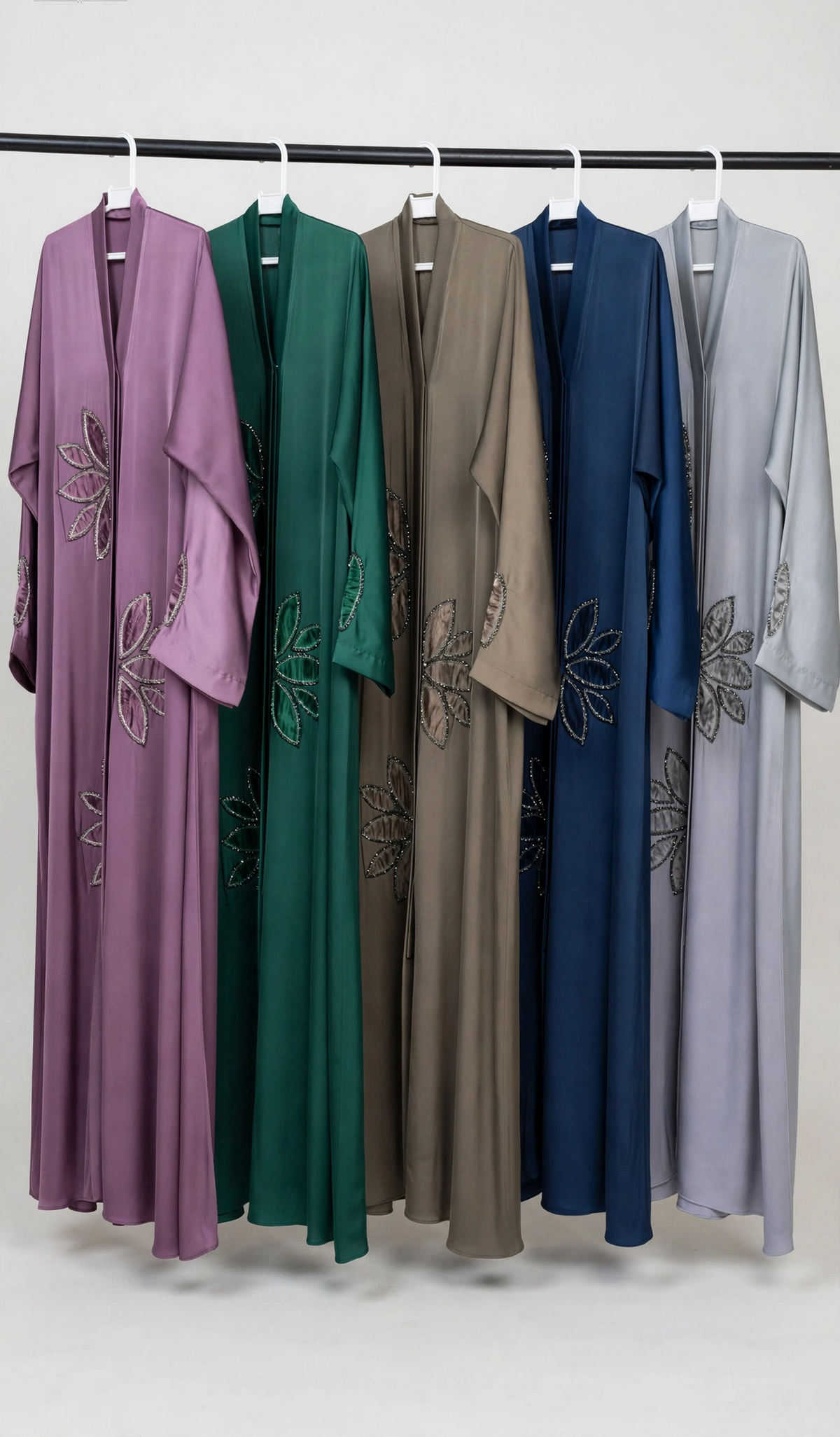 Front-Open  Petal Cascade Cutdana Handwork Abaya | Premium Romantic Nida Handcrafted Cutdana Abaya
