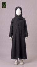 Kids Front-Open Sparkling Stonework Black Abaya | Premium Nida Kids Stone-Studded Black Abaya