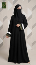 Front-Open Abaya with Contrast Cuff Detail | Premium Korean Nida Abaya