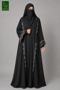 Front-Open Butterfly Scalloped Cutwork Abaya | Premium Nida Abaya