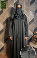 Front-Open Full-Zip Abaya With Long Flair  | Premium Nida