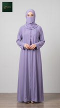 Front-Closed Maxi Abaya with Crystal Buttons & Tassel | Premium Romantic Nida Crystal Button & Tassel Colored Abaya