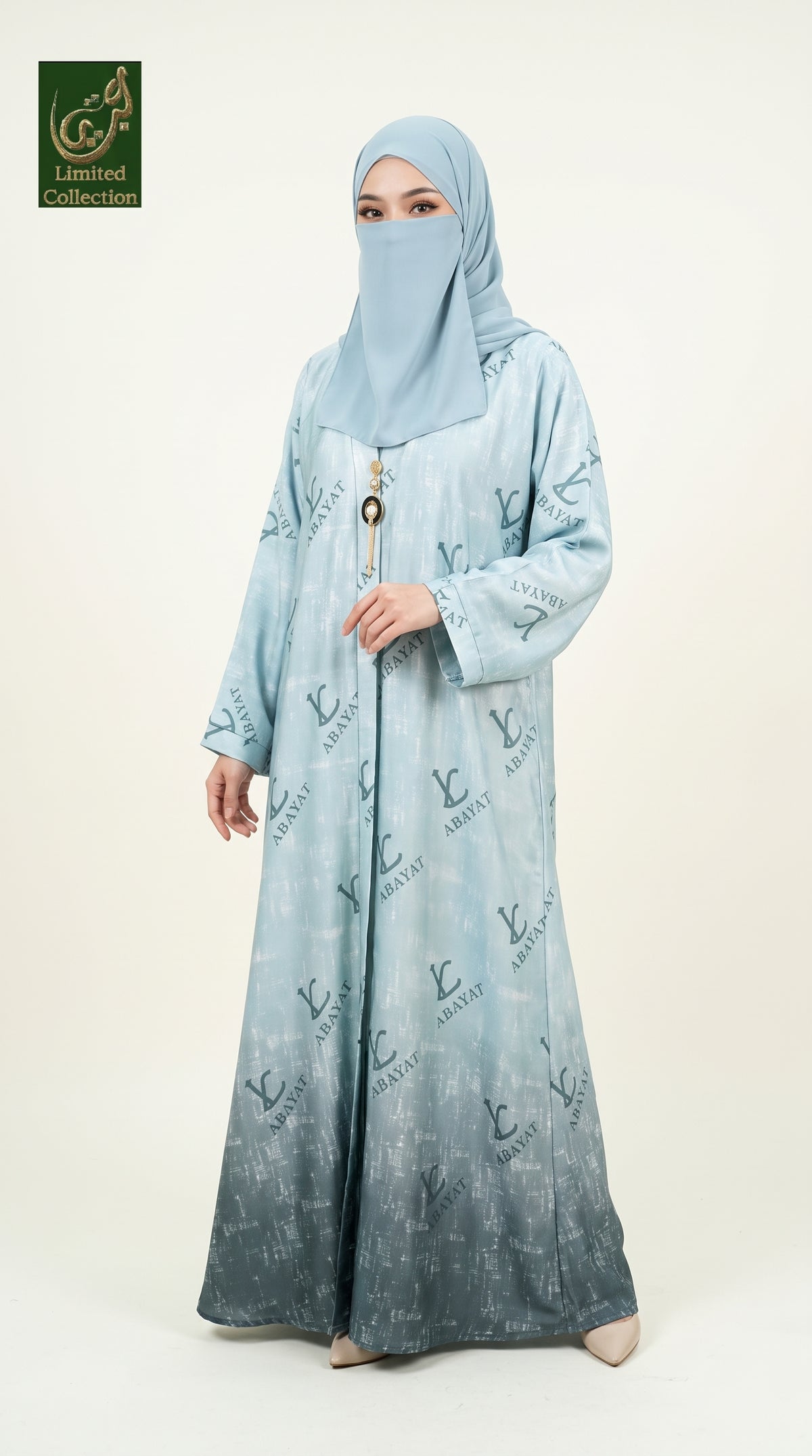 Front-Open LC Abayat Printed Abaya with Attached Inner | Premium Romantic Nida Printed Abaya