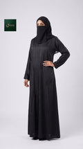 Front-Open Black Abaya with Scattered Sprig Cutdana Handwork | Premium Romantic Nida Handwork Cutdana Black Abaya