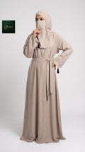 Front-Closed Plain Maxi Abaya with Belt | Premium Nida Plain Belted Maxi Abaya with Tasseled Cuff