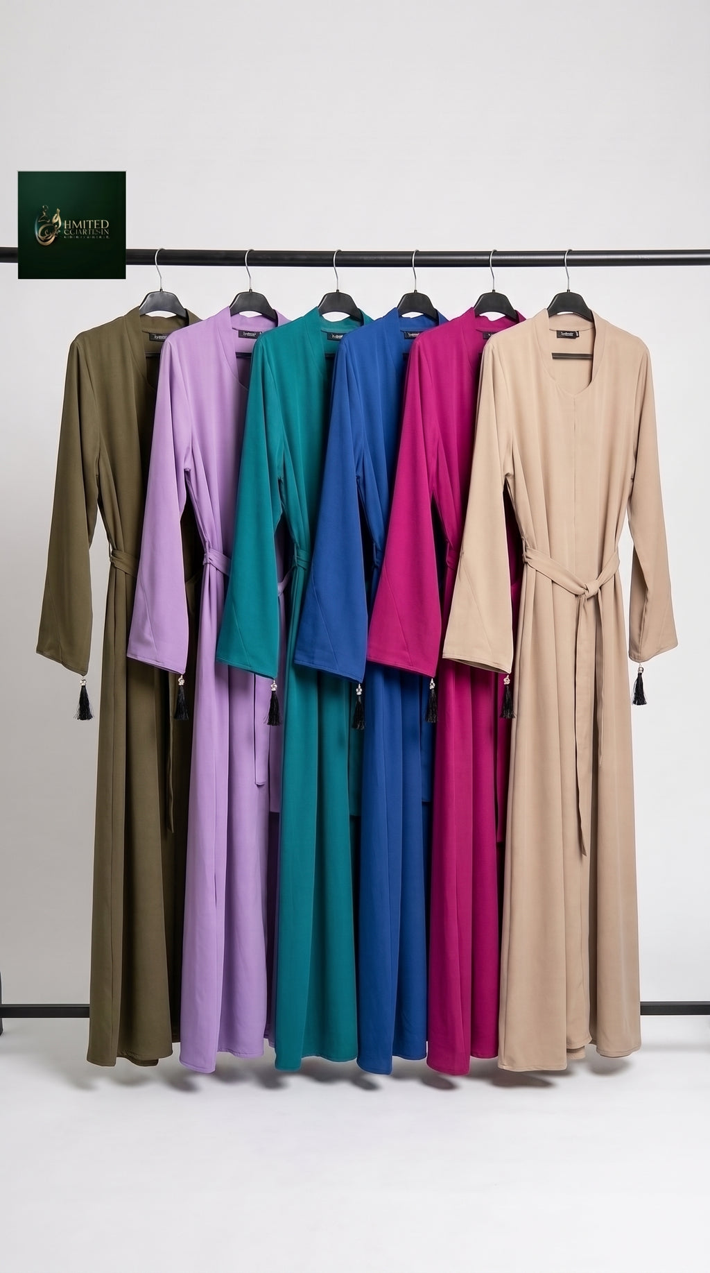 Front-Closed Plain Maxi Abaya with Belt | Premium Nida Plain Belted Maxi Abaya with Tasseled Cuff
