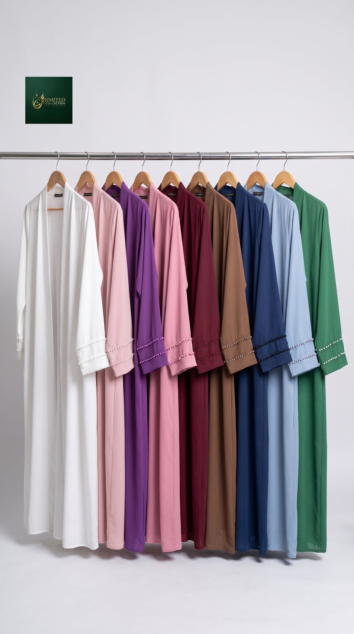 Front-Open Abaya with Cutdana Handwork Cuffs | Premium Korean Nida Handcrafted Cutdana Abaya