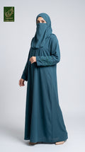 Front-Open Handwork Cutdana Abaya | Premium Moss Chiffon Handcrafted Cutdana Colored Abaya