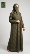 Front-Closed Tie Style Maxi Abaya | Premium Striped Zoom Abaya