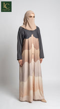 Front-Open Desert Dune Self-Print Abaya with Pockets | Premium Romantic Nida