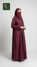 Front-Open Dubai Style Self-Printed Abaya | Premium Jacquard Meridian Reversible Abaya