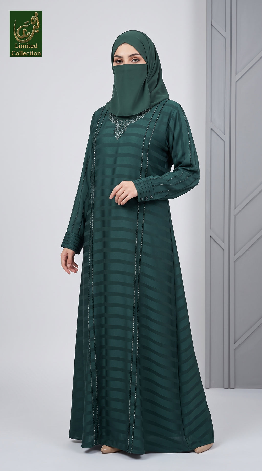 Front-Closed Embroidered Maxi Abaya | Premium Zoom Fancy Abaya