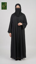 Front-Open Black Textured Abaya | Premium Crinkle Nida Abaya