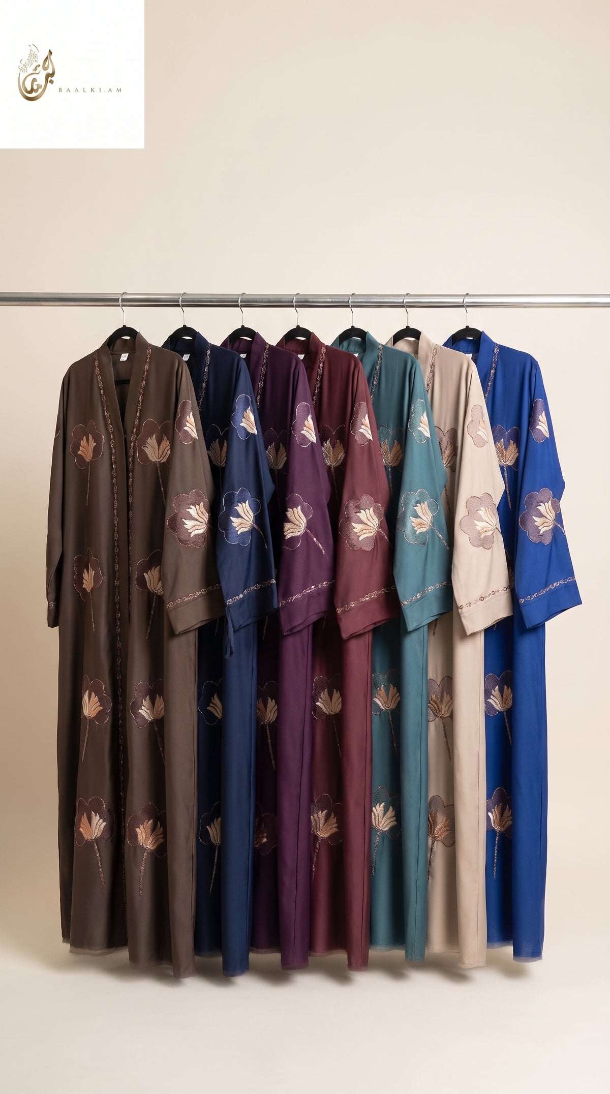 Front-Open Bloom Stone Embroidered Abaya | Premium Romantic Nida Floral Stonework Abaya