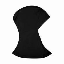A black neck covering Ninja Hijab Cap with a curved top edge, shown against a plain white background.
