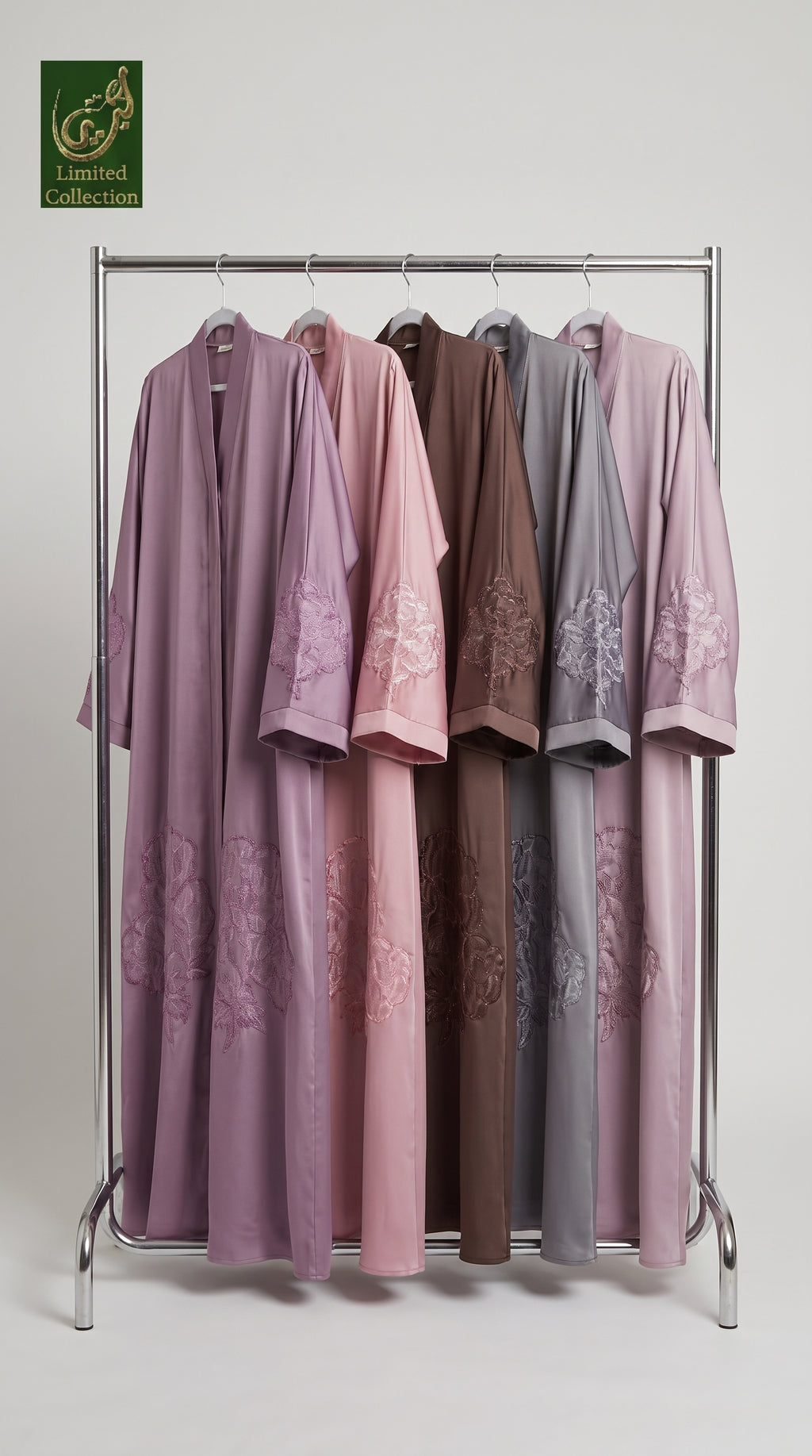 Front-Open Abaya with Handcrafted Tissue Cutdana Floral Embroidery | Premium Romantic Nida Cutdana Abaya
