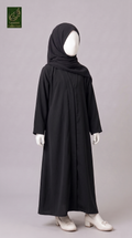 Kids Front-Open Plain Black Abaya | Premium Nida Black Abaya For Kids
