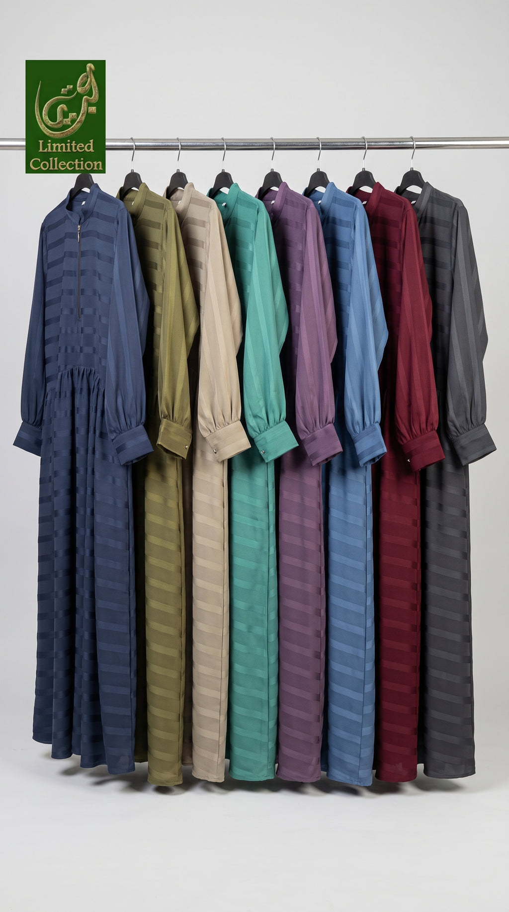 Front-Closed Zip Maxi Abaya With Side Pockets | Premium Striped Zoom Abaya
