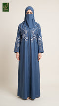 Front Open Leafy Stone Embroidered Abaya | Premium Romantic Nida Stonework Abaya
