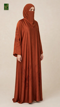 Front-Open Flame Leaf Stonework Abaya | Premium Romantic Nida Stone Embellished Abaya