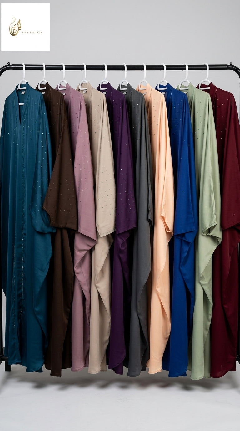 Front-Open Starlit Stonework Butterfly Abaya | Front-Open Premium Nida Colored Butterfly Abaya
