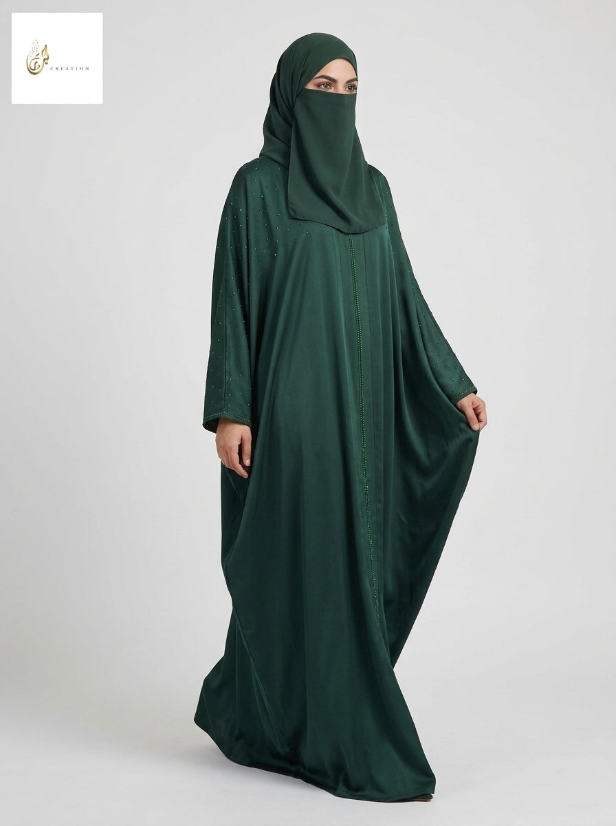 Front-Open Starlit Stonework Butterfly Abaya | Front-Open Premium Nida Colored Butterfly Abaya
