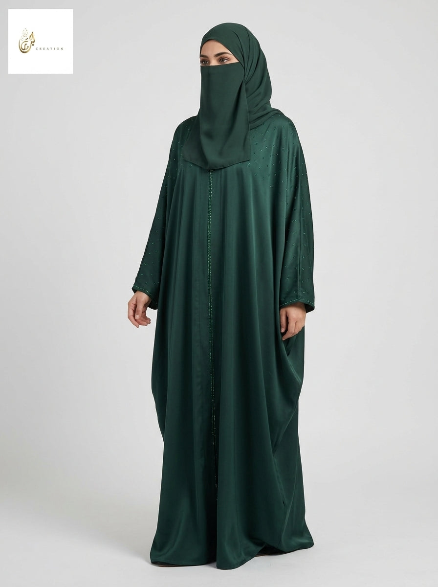 Front-Open Starlit Stonework Butterfly Abaya | Front-Open Premium Nida Colored Butterfly Abaya
