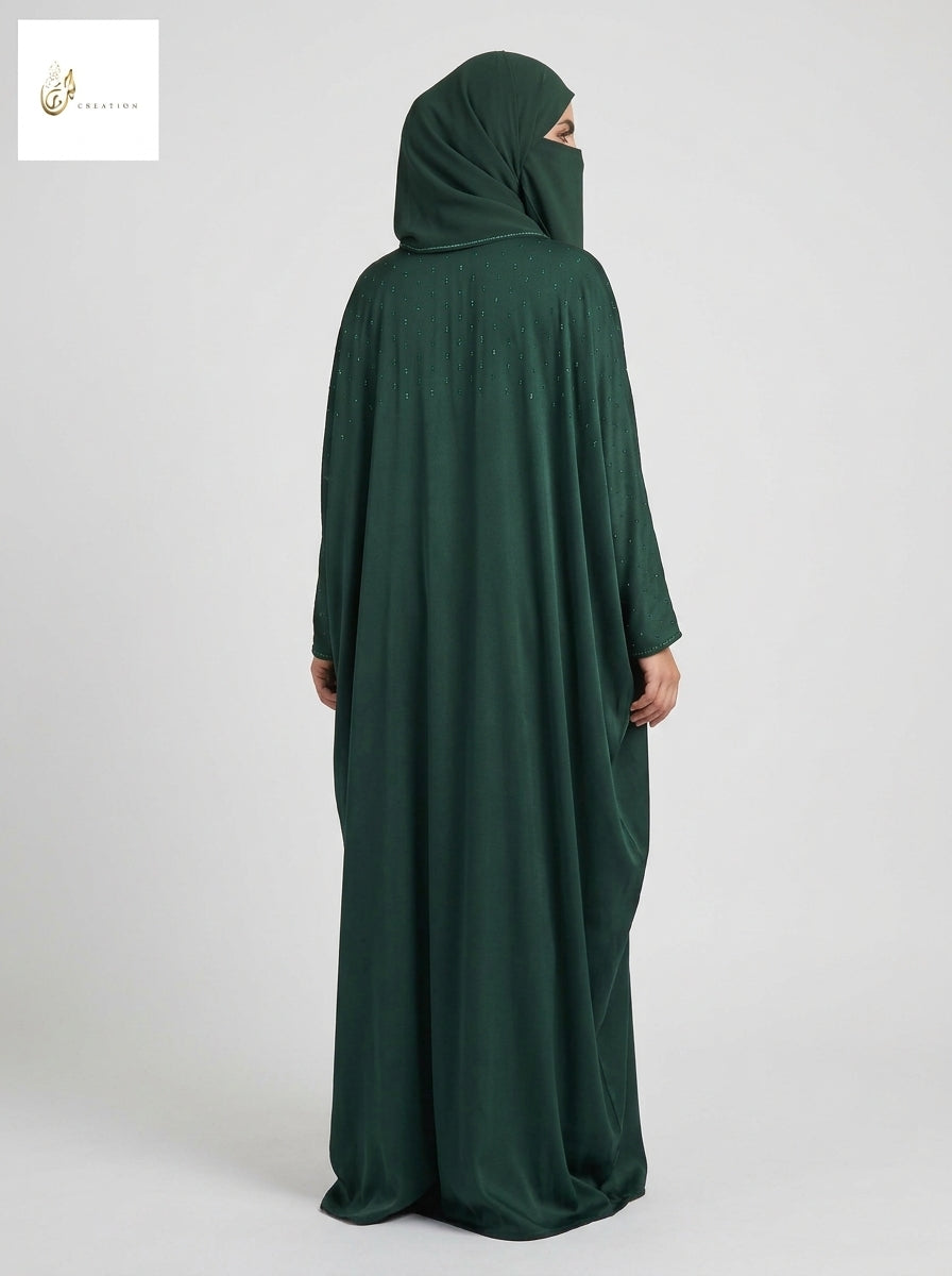 Front-Open Starlit Stonework Butterfly Abaya | Front-Open Premium Nida Colored Butterfly Abaya
