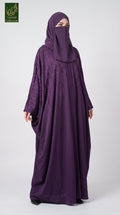Front-Open Butterfly Abaya with Fern Stonework & Scarf | Premium Romantic Nida Stone-Studded Butterfly Abaya