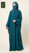 Front-Closed Stonework Tassel Abaya | Premium Nida Stone-Studded Colored Abaya