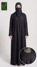 Front-Open Bow Stonework Black Abaya & Scarf | Premium Nida Black Stone-Embellished Abaya